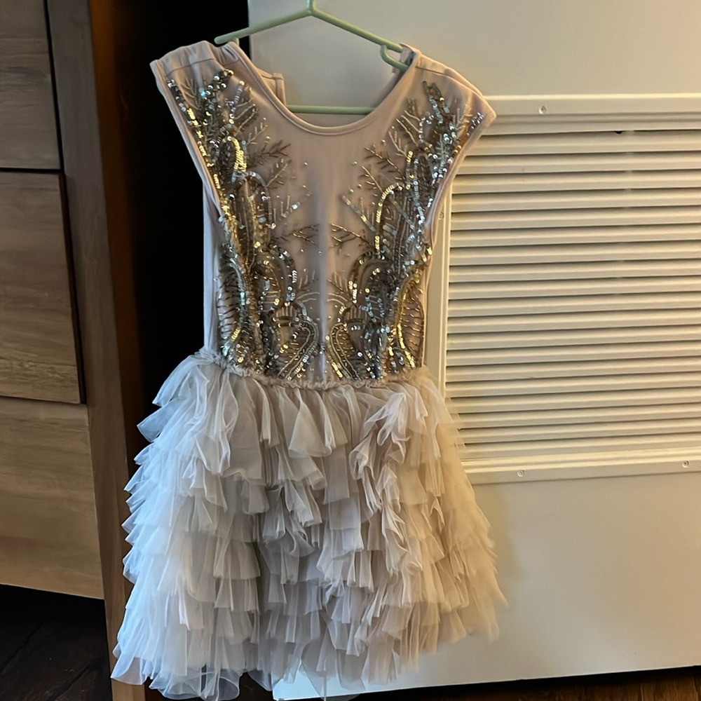 Formal Tutu du Monde Dress with Gold Sequins and Ruffles